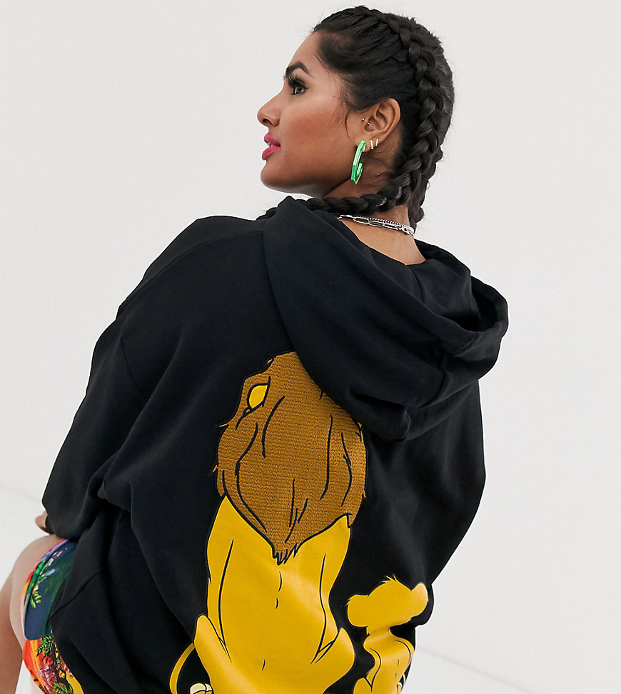 Disney The Lion King x ASOS DESIGN Curve oversized hoodie with Simba and Mufasa back print-Black