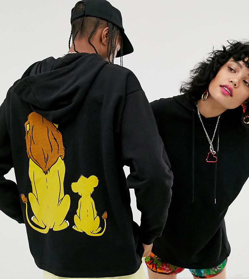 Disney The Lion King x ASOS DESIGN unisex oversized hoodie with Simba and Mufasa back print-Black