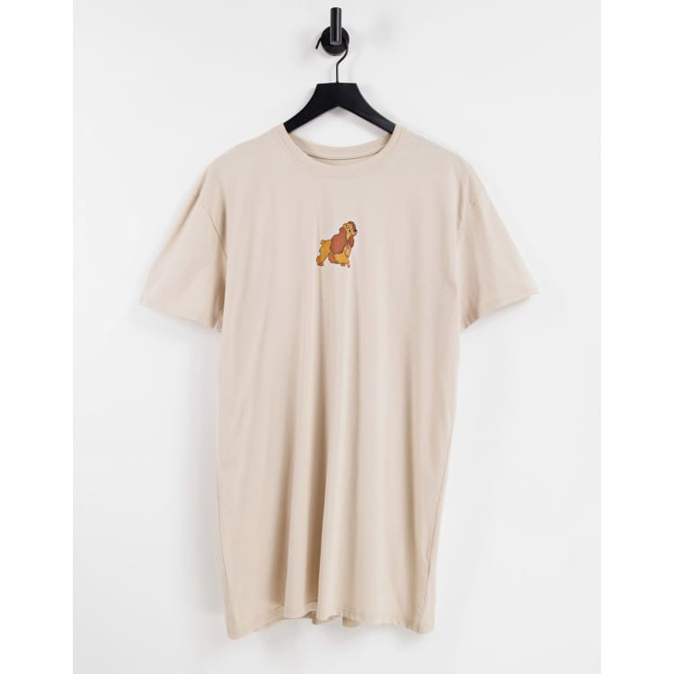 Disney Vestito T shirt sabbia con stampa di Lilli e il vagabondo ASOS