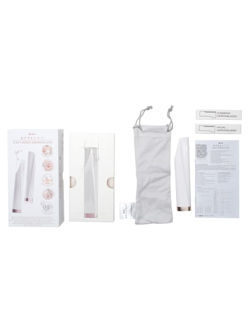 Dispositivo de dermoabrasión blanco 2 en 1 con luz y vibraciones sónicas de StylPro, 3 de 3