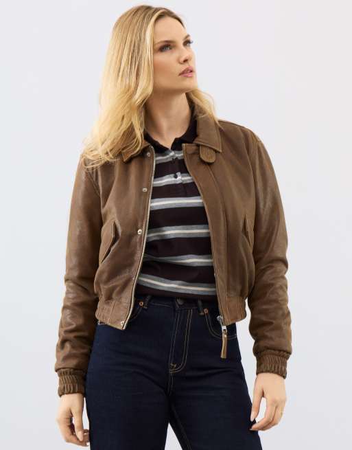 Disstressed real leather short jacket jacket with funnel neck, 3 of 5