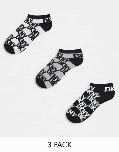 DKNY 3 pack drew trainer liner socks in black - view 1