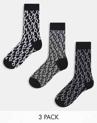 DKNY 3 pack fulton socks in black