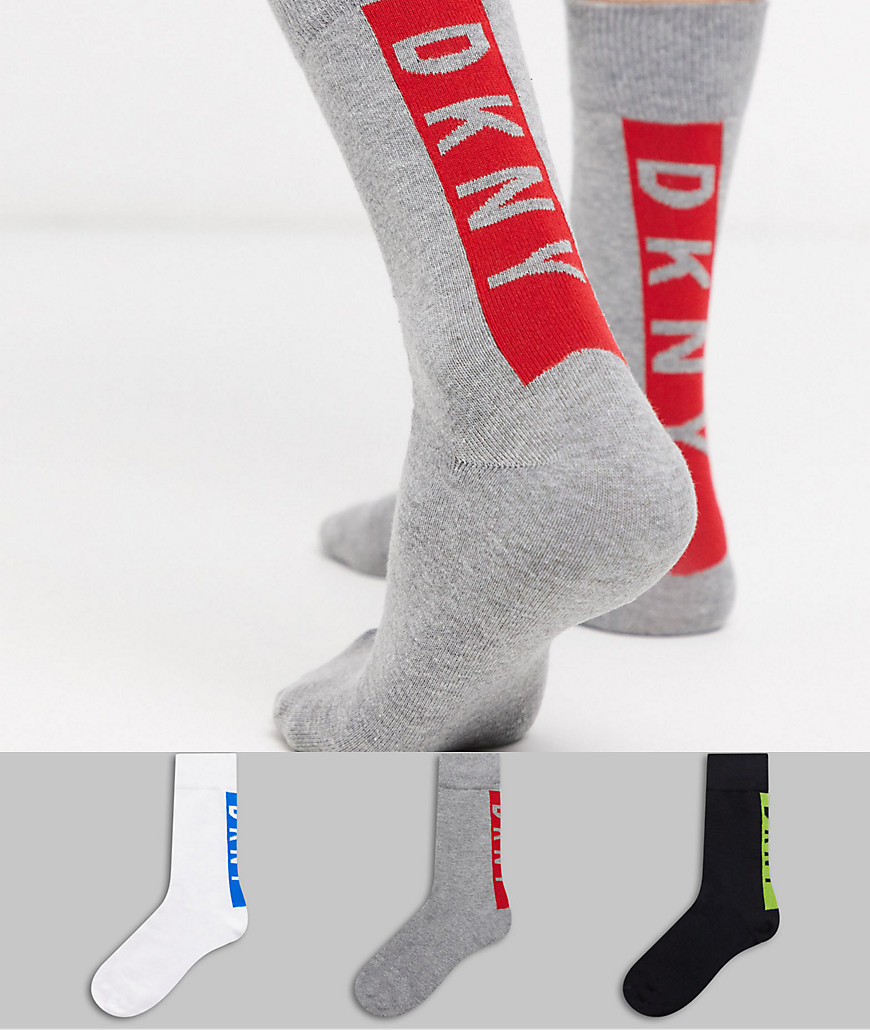 DKNY 3 pack large logo crew socks-Multi