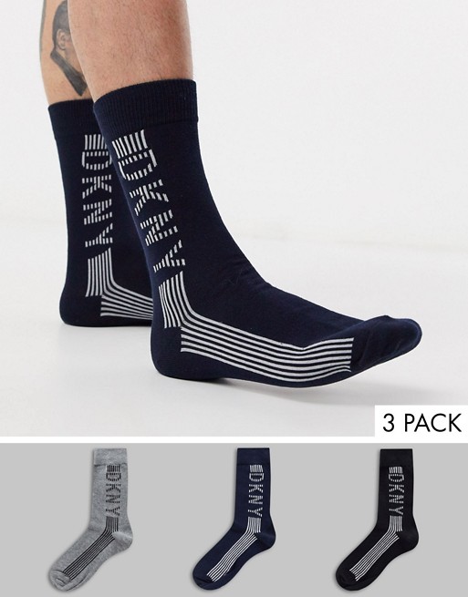 DKNY 3 pack large logo crew socks