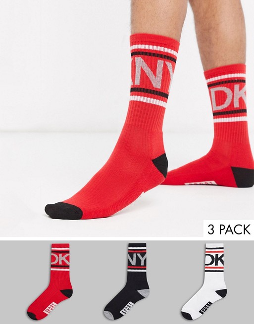 DKNY 3 pack logo sports socks