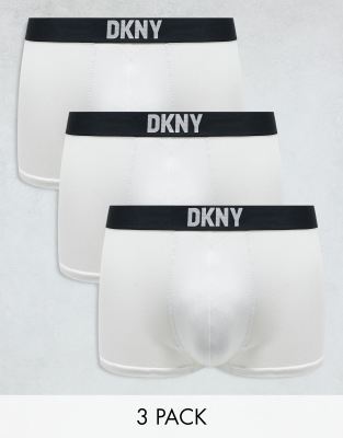 DKNY 3 pack new york modal trunks in white-Black