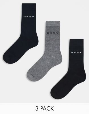 DKNY 3 pack wall socks in black