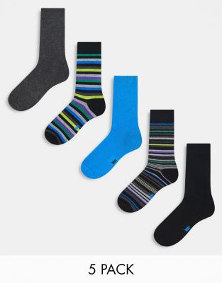 DKNY 5 pack grand socks in black