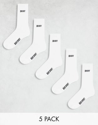 DKNY 5 pack radde socks in white