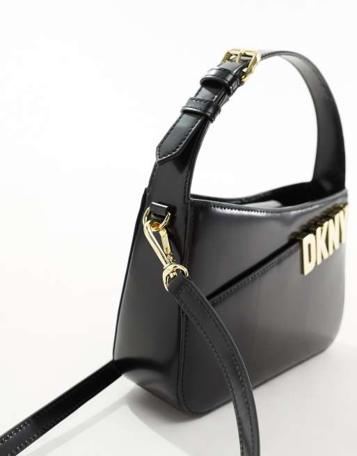 DKNY - Alison - Leren schoudertas met crossbody tas in zwart, 3 van 4