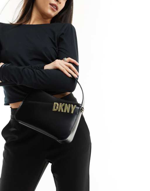 DKNY - Alison - Leren schoudertas met crossbody tas in zwart, 4 van 4
