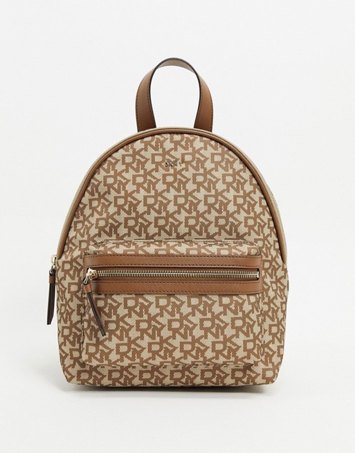 DKNY all over logo backpack in brown
