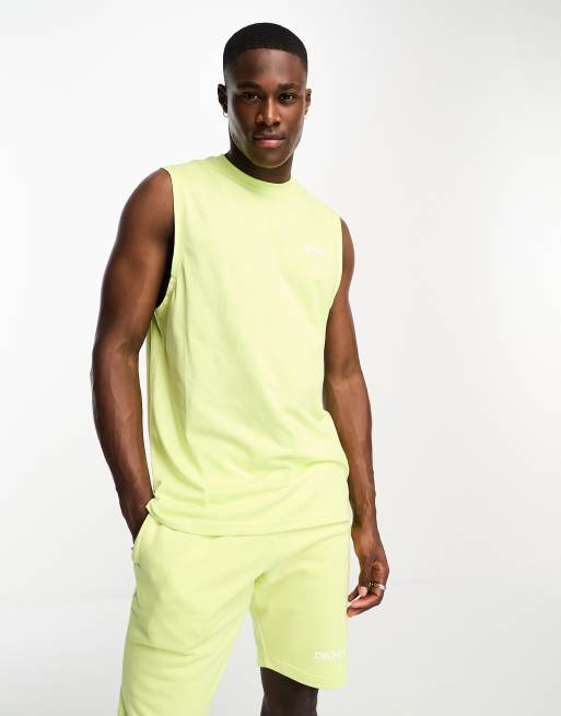 DKNY – Ärmelloses T-Shirt in Zitronengelb