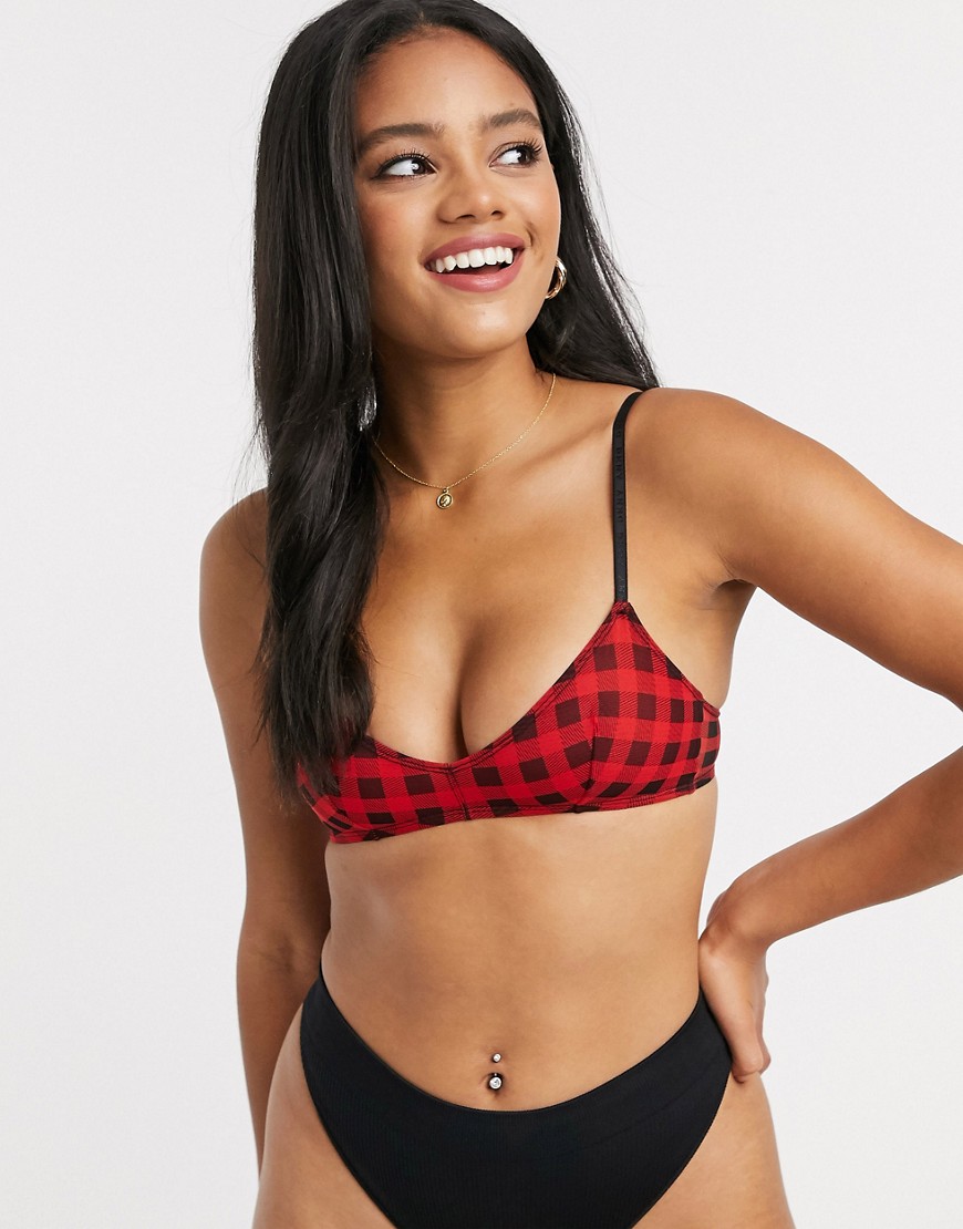 DKNY bra in black and red plaid