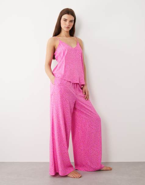 DKNY cami and ankle pant sleep set in orchid pink leopard in orchid pink leopard - view 1