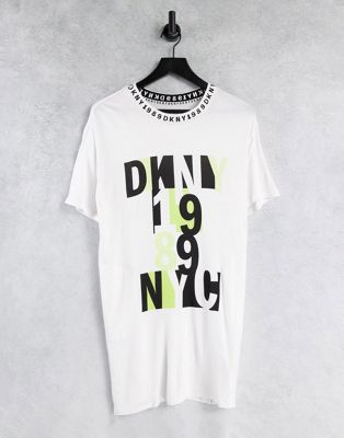 Vêtements de nuit DKNY - Chemise de nuit oversize à logo imprimé - Blanc