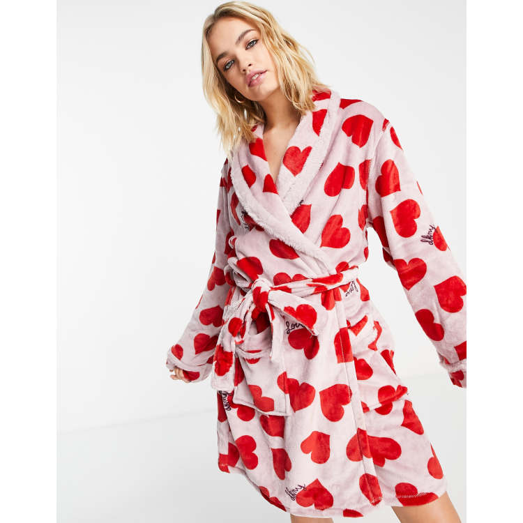 Pink heart hotsell dressing gown