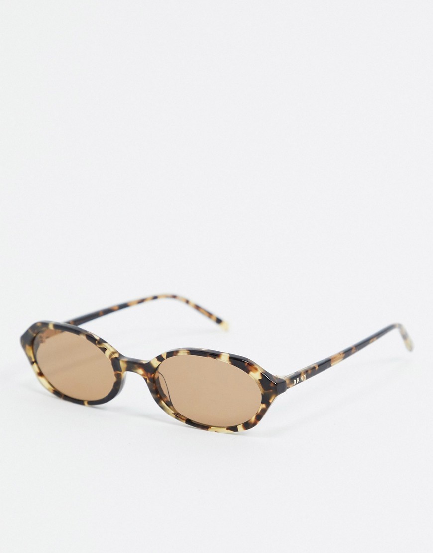 DKNY – City Native – Spräckliga solglasögon i smal, oval modell-Brun