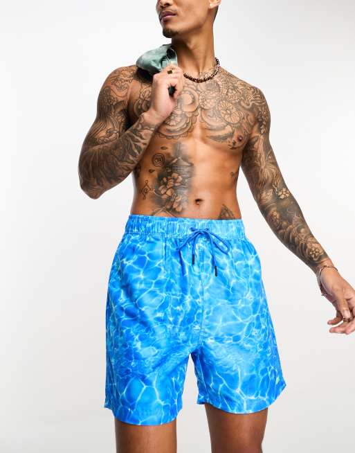 DKNY - Clearwater - Blå badeshorts med print