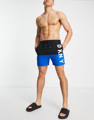 DKNY colour block swim short in navy and blue