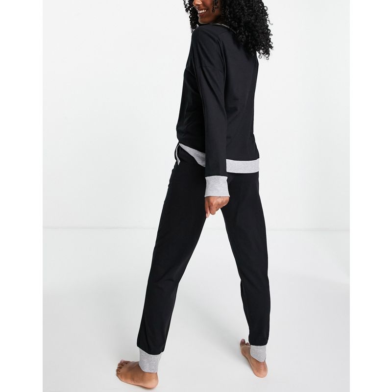 Donna 8F8bh DKNY - Completo in maglia super morbida con top a maniche lunghe e joggers, colore nero