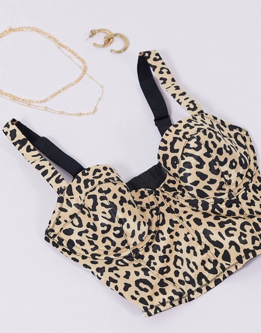 DKNY corset style bra in leopard print