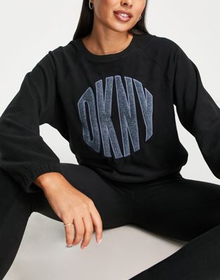 DKNY cosy jumper and legging set with large logo detail in black