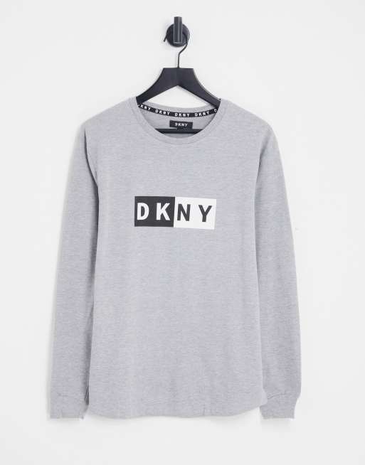DKNY Coyotes long sleeve lounge top in grey marl ASOS
