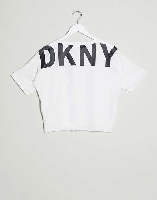 DKNY cut off logo short sleeve cropped tee