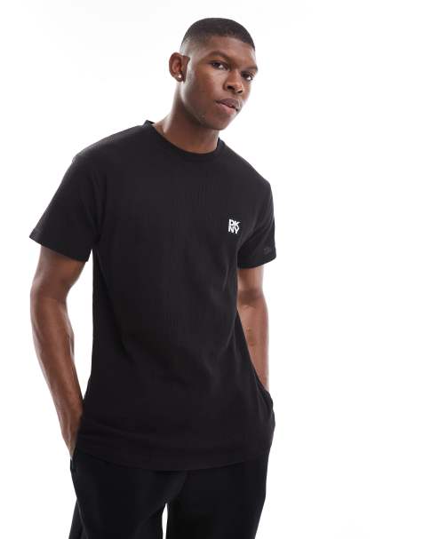 DKNY Diamonds waffle tee in black