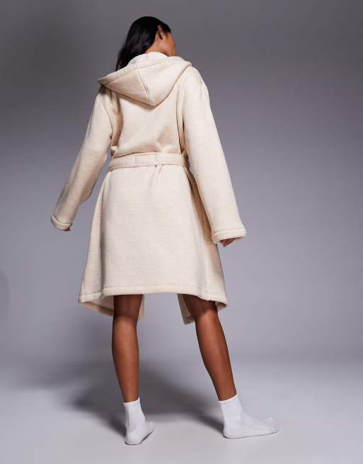 DKNY Double faced hooded robe in light oak cationic, 2 of 4