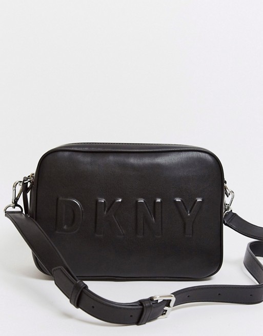 DKNY embossed logo camera bag in black