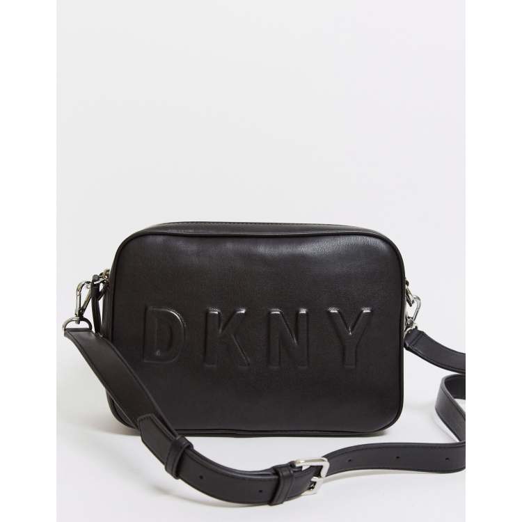 DKNY embossed logo camera bag in black