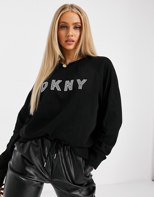 DKNY embroidered track logo boxy crewneck jumper