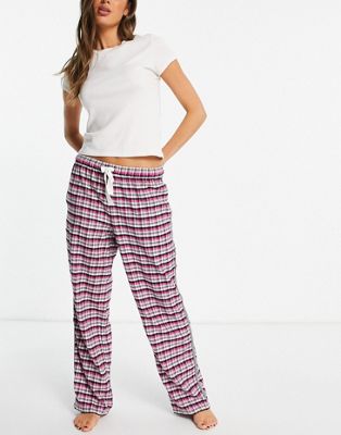 DKNY flannel lounge trousers in white plaid