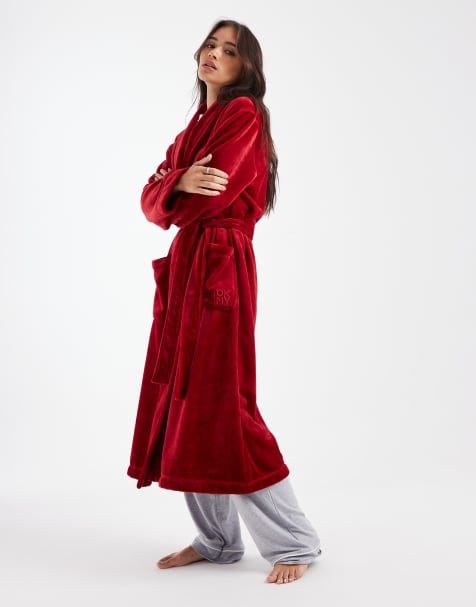 DKNY Folded long robe in cherry - view 1