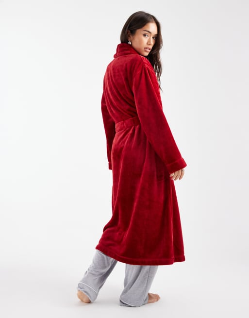 DKNY Folded long robe in cherry, 4 of 4