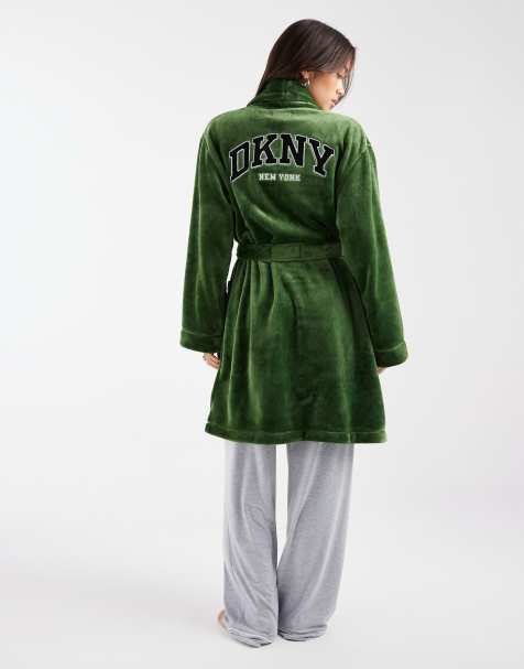 DKNY Folded short robe in elm green - view 1