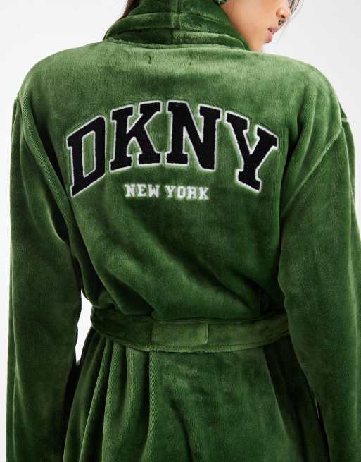 DKNY Folded short robe in elm green, 3 of 4