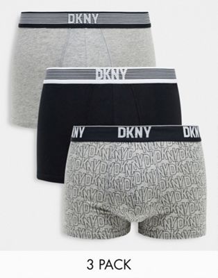 DKNY Geneva 3 pack trunks in black and grey print