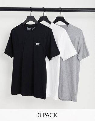 DKNY Giants 3 pack t-shirts in black grey and white