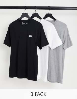 Buy DKNY Mens Giants Three Pack T-Shirts Black/White/Grey Marl