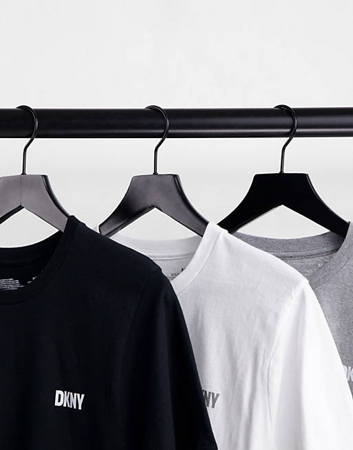 DKNY Giants 3 pack t-shirts in black grey and white | ASOS