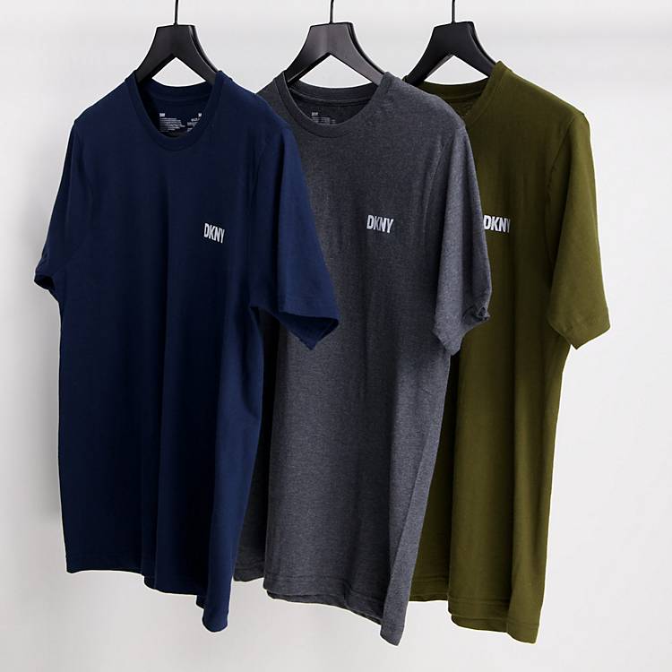 DKNY Giants 3 pack t-shirts in khaki charcoal and navy | ASOS