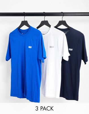 DKNY Giants 3 pack t-shirts in navy blue and white