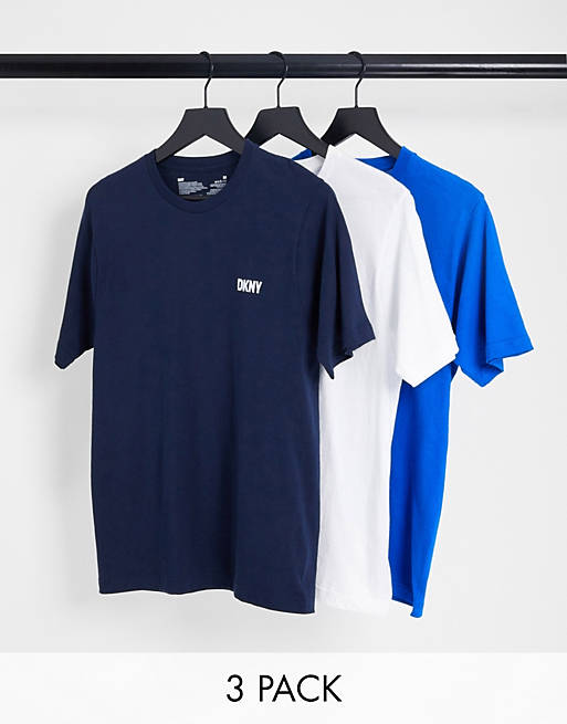 DKNY - Giants - Confezione da 3 T-shirt blu navy, blu e bianco