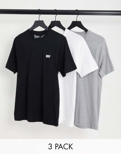 DKNY – Giants – Zestaw 3 T-shirtów w kolorach czarnym, szarym i białym