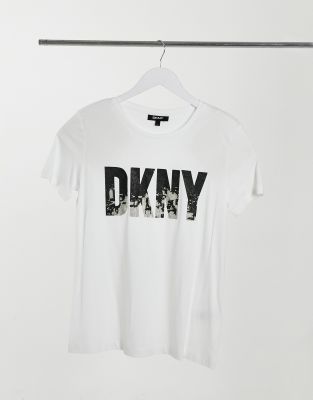 DKNY Glitter City Skyline Logo T-shirt in White