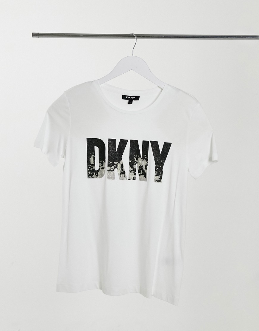DKNY Glitter City Skyline Logo T-shirt in White